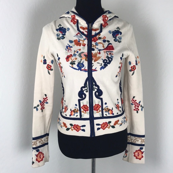 Lucky Brand Jackets & Blazers - Lucky Brand Boho Floral Embroidered Hoodie Jacket